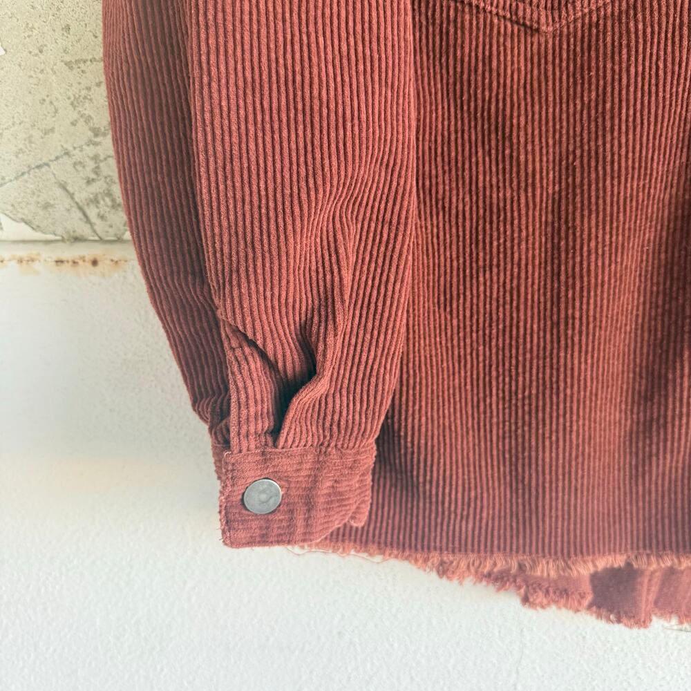 Bohme Corduroy Shirt Jacket Rust Brown Shacket Womens M Raw Hem Earthy Basic - Picture 7 of 10